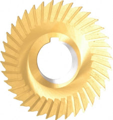 Made in USA - 4" Blade Diam x 1/16" Blade Thickness, 1-1/4" Hole, 36 Teeth, Cobalt Side Chip Saw - Straight Tooth, Arbor Connection, Right Hand Cut, TiN, with Keyway - Exact Tooling