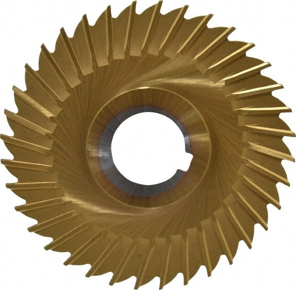 Made in USA - 4" Blade Diam x 3/32" Blade Thickness, 1" Hole, 36 Teeth, Cobalt Side Chip Saw - Straight Tooth, Arbor Connection, Right Hand Cut, TiN, with Keyway - Exact Tooling