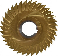 Made in USA - 4" Blade Diam x 3/32" Blade Thickness, 1" Hole, 36 Teeth, Cobalt Side Chip Saw - Straight Tooth, Arbor Connection, Right Hand Cut, TiN, with Keyway - Exact Tooling