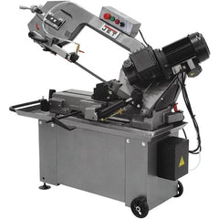 Jet - 8 x 14" Max Capacity, Manual Geared Head Horizontal Bandsaw - 135, 197 & 256 SFPM Blade Speed, 110/220 Volts, 45°, 1 hp, 1 Phase - Exact Tooling