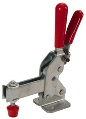 De-Sta-Co - 1,400 Lb Holding Capacity, Vertical Handle, Manual Hold Down Toggle Clamp - 66° Handle Movement, 78° Bar Opening, U-Bar, Flanged Base, Electro-Plated Zinc, Carbon Steel - Exact Tooling