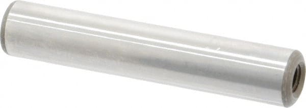 Jergens - 3/8" Diam x 2" Pin Length Alloy Steel Pull Out Dowel Pin - C 47-58 & C 60-64 (Surface) Hardness, 1 Beveled & 1 Threaded End - Exact Tooling