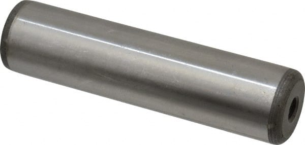 Jergens - 1" Diam x 4" Pin Length Alloy Steel Pull Out Dowel Pin - C 47-58 & C 60-64 (Surface) Hardness, 1 Beveled & 1 Threaded End - Exact Tooling