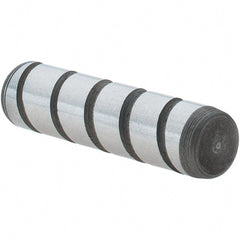 Jergens - 1/4" Diam x 1" Pin Length Alloy Steel Grooved Dowel Pin - C 47-58 & C 60-64 (Surface) Hardness, 1 Beveled & 1 Threaded End - Exact Tooling