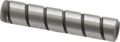 Jergens - 1/4" Diam x 1-1/4" Pin Length Alloy Steel Grooved Dowel Pin - C 47-58 & C 60-64 (Surface) Hardness, 1 Beveled & 1 Threaded End - Exact Tooling
