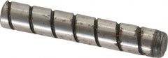 Jergens - 1/4" Diam x 1-1/2" Pin Length Alloy Steel Grooved Dowel Pin - C 47-58 & C 60-64 (Surface) Hardness, 1 Beveled & 1 Threaded End - Exact Tooling