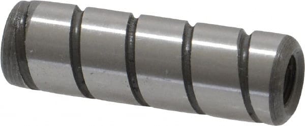 Jergens - 5/16" Diam x 1" Pin Length Alloy Steel Grooved Dowel Pin - C 47-58 & C 60-64 (Surface) Hardness, 1 Beveled & 1 Threaded End - Exact Tooling