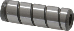 Jergens - 5/16" Diam x 1" Pin Length Alloy Steel Grooved Dowel Pin - C 47-58 & C 60-64 (Surface) Hardness, 1 Beveled & 1 Threaded End - Exact Tooling