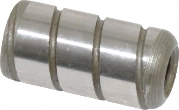 Jergens - 3/8" Diam x 3/4" Pin Length Alloy Steel Grooved Dowel Pin - C 47-58 & C 60-64 (Surface) Hardness, 1 Beveled & 1 Threaded End - Exact Tooling