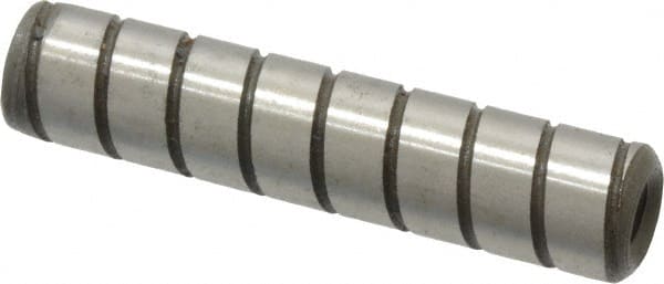 Jergens - 3/8" Diam x 1-3/4" Pin Length Alloy Steel Grooved Dowel Pin - C 47-58 & C 60-64 (Surface) Hardness, 1 Beveled & 1 Threaded End - Exact Tooling
