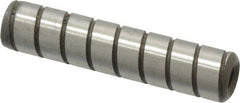 Jergens - 3/8" Diam x 1-3/4" Pin Length Alloy Steel Grooved Dowel Pin - C 47-58 & C 60-64 (Surface) Hardness, 1 Beveled & 1 Threaded End - Exact Tooling