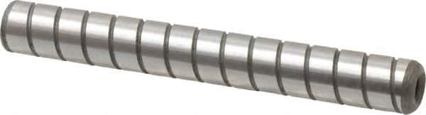 Jergens - 3/8" Diam x 3" Pin Length Alloy Steel Grooved Dowel Pin - C 47-58 & C 60-64 (Surface) Hardness, 1 Beveled & 1 Threaded End - Exact Tooling