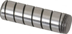 Jergens - 7/16" Diam x 1-1/2" Pin Length Alloy Steel Grooved Dowel Pin - C 47-58 & C 60-64 (Surface) Hardness, 1 Beveled & 1 Threaded End - Exact Tooling