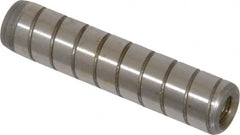 Jergens - 7/16" Diam x 2" Pin Length Alloy Steel Grooved Dowel Pin - C 47-58 & C 60-64 (Surface) Hardness, 1 Beveled & 1 Threaded End - Exact Tooling