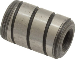 Jergens - 1/2" Diam x 3/4" Pin Length Alloy Steel Grooved Dowel Pin - C 47-58 & C 60-64 (Surface) Hardness, 1 Beveled & 1 Threaded End - Exact Tooling