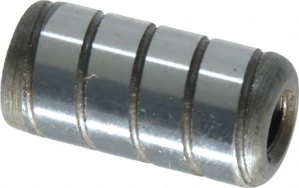 Jergens - 1/2" Diam x 1" Pin Length Alloy Steel Grooved Dowel Pin - C 47-58 & C 60-64 (Surface) Hardness, 1 Beveled & 1 Threaded End - Exact Tooling