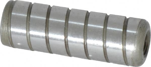 Jergens - 1/2" Diam x 1-1/2" Pin Length Alloy Steel Grooved Dowel Pin - C 47-58 & C 60-64 (Surface) Hardness, 1 Beveled & 1 Threaded End - Exact Tooling