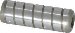 Jergens - 1/2" Diam x 1-1/2" Pin Length Alloy Steel Grooved Dowel Pin - C 47-58 & C 60-64 (Surface) Hardness, 1 Beveled & 1 Threaded End - Exact Tooling