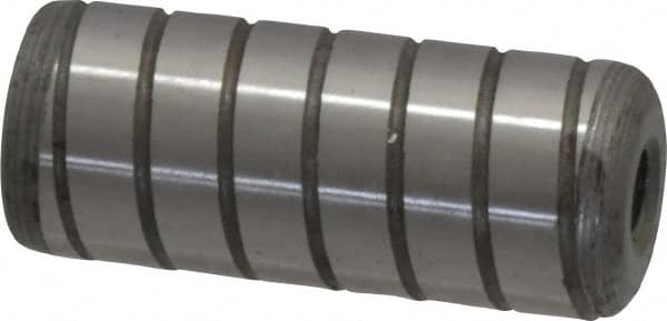 Jergens - 5/8" Diam x 1-1/2" Pin Length Alloy Steel Grooved Dowel Pin - C 47-58 & C 60-64 (Surface) Hardness, 1 Beveled & 1 Threaded End - Exact Tooling