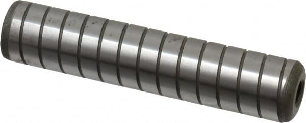 Jergens - 5/8" Diam x 3" Pin Length Alloy Steel Grooved Dowel Pin - C 47-58 & C 60-64 (Surface) Hardness, 1 Beveled & 1 Threaded End - Exact Tooling