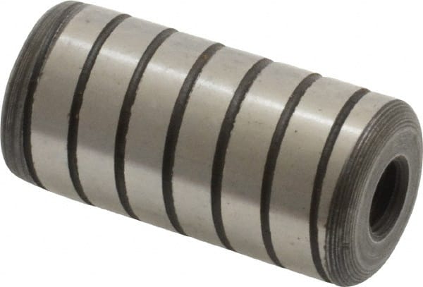 Jergens - 3/4" Diam x 1-1/2" Pin Length Alloy Steel Grooved Dowel Pin - C 47-58 & C 60-64 (Surface) Hardness, 1 Beveled & 1 Threaded End - Exact Tooling