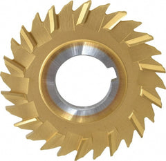 Made in USA - 3" Blade Diam x 3/16" Blade Thickness, 1" Hole, 28 Teeth, Cobalt Side Chip Saw - Staggered Tooth, Arbor Connection, Right Hand Cut, TiN, with Keyway - Exact Tooling