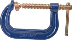 Gibraltar - Regular-Duty 4" Max Opening, 3-1/4" Throat Depth, Forged Steel Standard C-Clamp - 6,200 Lb Capacity, 0" Min Opening, Deep Throat, Copper Plated Screw - Exact Tooling