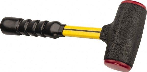 NUPLA - 32 oz Head 2" Face Diam Urethane Dead Blow Hammer - 13-11/16" OAL, Fiberglass Handle - Exact Tooling