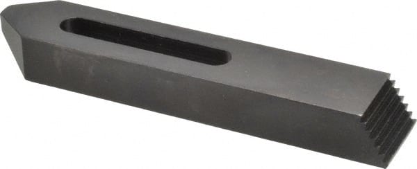 Gibraltar - 5/16, 3/8" Stud, Steel, Serrated Strap Clamp - 2-3/16" Travel, 6" OAL x 1-1/8" Wide x 3/4" High, Black Oxide Finish, Tapered Nose - Exact Tooling