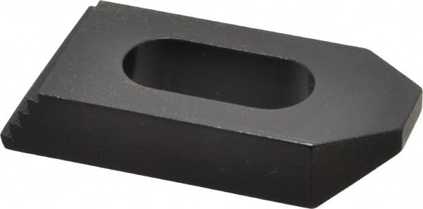 Gibraltar - 1/2" Stud, Steel, Serrated Strap Clamp - 11/16" Travel, 2-1/2" OAL x 1-1/8" Wide x 1/2" High, Black Oxide Finish, Tapered Nose - Exact Tooling