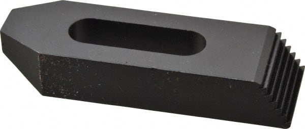 Gibraltar - 1/2" Stud, Steel, Serrated Strap Clamp - 1-5/16" Travel, 4" OAL x 1-1/4" Wide x 3/4" High, Black Oxide Finish, Tapered Nose - Exact Tooling