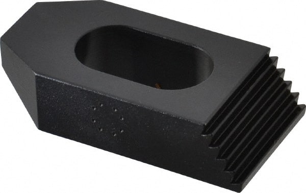 Gibraltar - 5/8" Stud, Steel, Serrated Strap Clamp - 9/16" Travel, 2-1/2" OAL x 1-1/4" Wide x 5/8" High, Black Oxide Finish, Tapered Nose - Exact Tooling