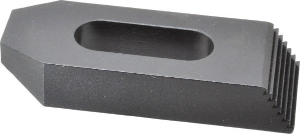 Gibraltar - 5/8" Stud, Steel, Serrated Strap Clamp - 1-3/16" Travel, 4" OAL x 1-1/2" Wide x 3/4" High, Black Oxide Finish, Tapered Nose - Exact Tooling