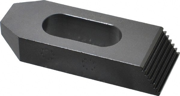 Gibraltar - 3/4" Stud, Steel, Serrated Strap Clamp - 1-1/16" Travel, 4" OAL x 1-1/2" Wide x 3/4" High, Black Oxide Finish, Tapered Nose - Exact Tooling