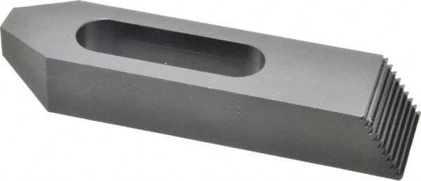Gibraltar - 3/4" Stud, Steel, Serrated Strap Clamp - 1-15/16" Travel, 6" OAL x 1-1/2" Wide x 1" High, Black Oxide Finish, Tapered Nose - Exact Tooling