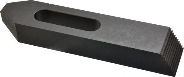 Gibraltar - 3/4" Stud, Steel, Serrated Strap Clamp - 2-3/16" Travel, 8" OAL x 1-3/4" Wide x 1-1/8" High, Black Oxide Finish, Tapered Nose - Exact Tooling
