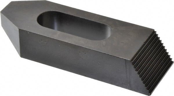 Gibraltar - 7/8, 1" Stud, Steel, Serrated Strap Clamp - 1-11/16" Travel, 6" OAL x 2" Wide x 1-1/4" High, Black Oxide Finish, Tapered Nose - Exact Tooling