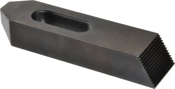 Gibraltar - 7/8, 1" Stud, Steel, Serrated Strap Clamp - 1-15/16" Travel, 8" OAL x 2" Wide x 1-3/8" High, Black Oxide Finish, Tapered Nose - Exact Tooling