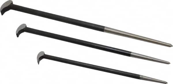 Value Collection - 3 Piece Rolling Head Pry Bar Set - 5/8" Head Width, Includes 12, 16 & 20" Lengths - Exact Tooling