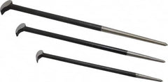 Value Collection - 3 Piece Rolling Head Pry Bar Set - 5/8" Head Width, Includes 12, 16 & 20" Lengths - Exact Tooling