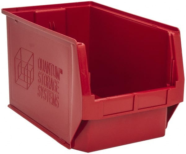 Quantum Storage - 100 Lb. Load Capacity, 19-3/4" Deep, Red Polyethylene Hopper Stacking Bin - 11-7/8" High x 12-3/8" Wide x 19-3/4" Long - Exact Tooling