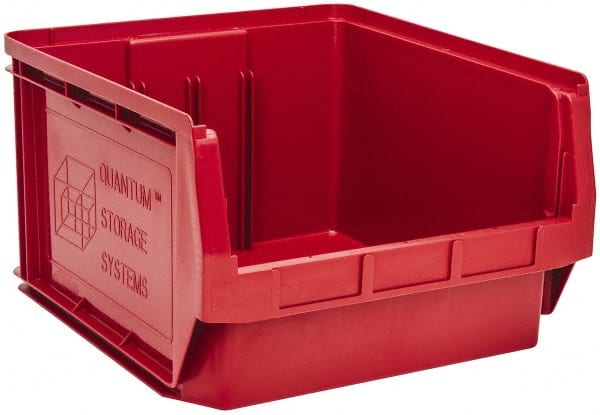 Quantum Storage - 120 Lb. Load Capacity, 19-3/4" Deep, Red Polyethylene Hopper Stacking Bin - 11-7/8" High x 18-3/8" Wide x 19-3/4" Long - Exact Tooling