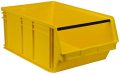Quantum Storage - 140 Lb. Load Capacity, 29" Deep, Yellow Polyethylene Hopper Stacking Bin - 11-7/8" High x 18-3/8" Wide x 29" Long - Exact Tooling