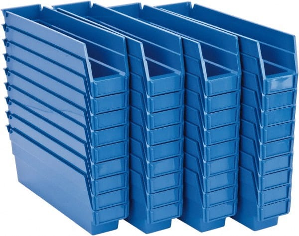Quantum Storage - 50 Lb. Load Capacity, 11-5/8" Deep, Blue Polypropylene Hopper Shelf Bin - 4" High x 2-3/4" Wide x 11-5/8" Long - Exact Tooling