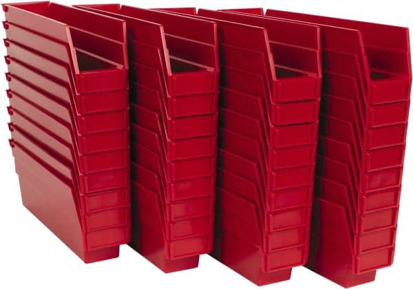 Quantum Storage - 50 Lb. Load Capacity, 11-5/8" Deep, Red Polypropylene Hopper Shelf Bin - 4" High x 2-3/4" Wide x 11-5/8" Long - Exact Tooling