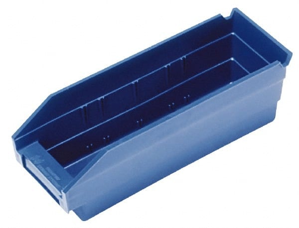 Quantum Storage - 50 Lb. Load Capacity, 23-5/8" Deep, Blue Polypropylene Hopper Shelf Bin - 4" High x 4-1/8" Wide x 23-5/8" Long - Exact Tooling