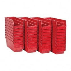 Quantum Storage - 50 Lb. Load Capacity, 11-5/8" Deep, Red Polypropylene Hopper Shelf Bin - 4" High x 4-1/8" Wide x 11-5/8" Long - Exact Tooling