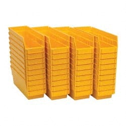 Quantum Storage - 50 Lb. Load Capacity, 11-5/8" Deep, Yellow Polypropylene Hopper Shelf Bin - 4" High x 4-1/8" Wide x 11-5/8" Long - Exact Tooling