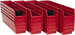 Quantum Storage - 50 Lb. Load Capacity, 17-7/8" Deep, Red Polypropylene Hopper Shelf Bin - 4" High x 4-1/8" Wide x 17-7/8" Long - Exact Tooling