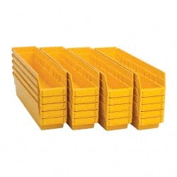 Quantum Storage - 50 Lb. Load Capacity, 17-7/8" Deep, Yellow Polypropylene Hopper Shelf Bin - 4" High x 4-1/8" Wide x 17-7/8" Long - Exact Tooling
